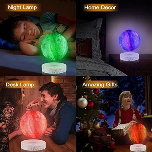 Levitating 3D Moon Lamp 16 Colors Magnetic Marble Base Night Light