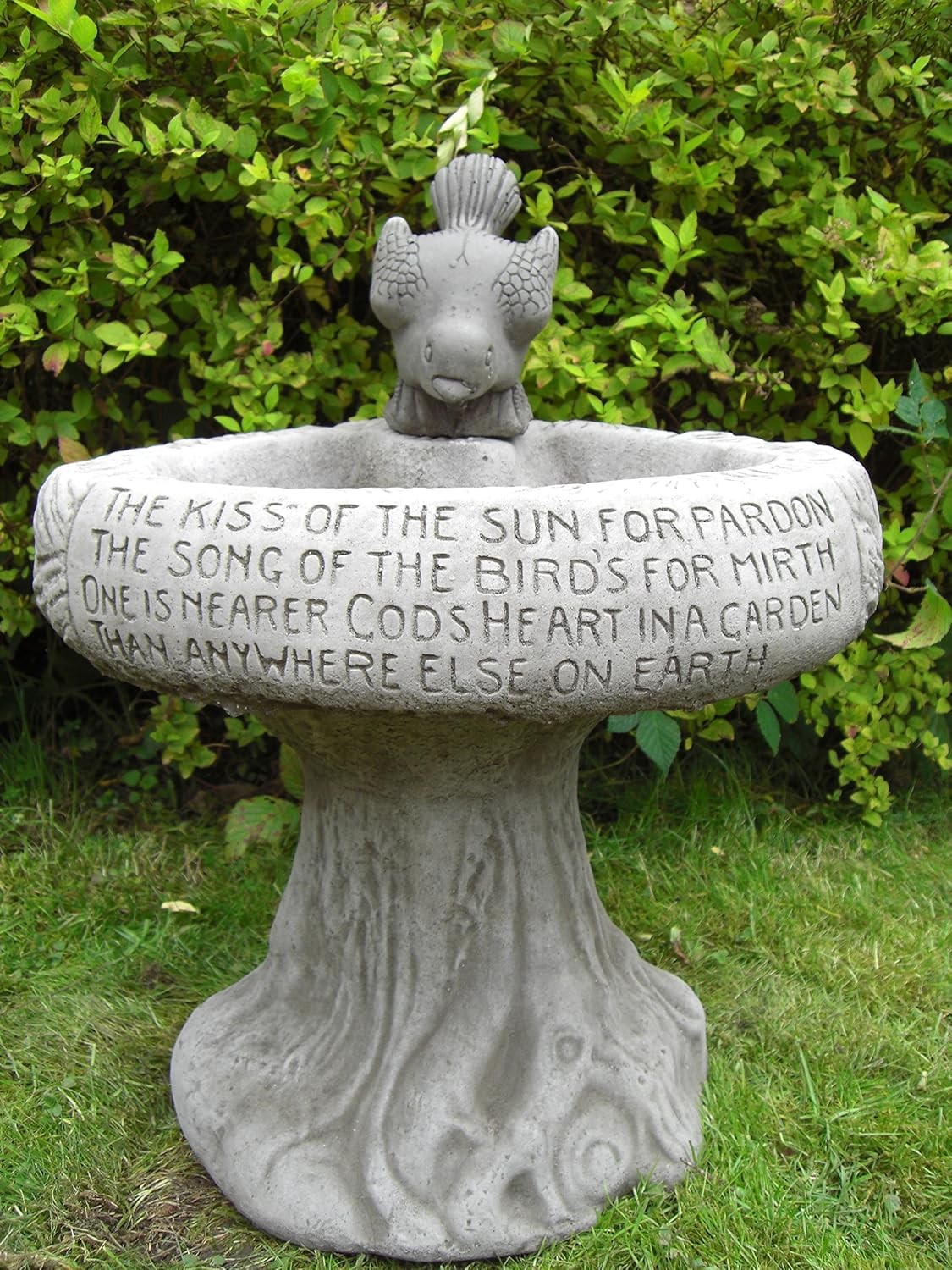 Stone Bird Bath 50cm Garden Sculpture | Sun Design Outdoor Ornament Feeder