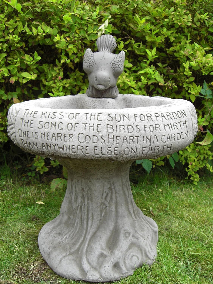 Stone Bird Bath 50cm Garden Sculpture | Sun Design Outdoor Ornament Feeder