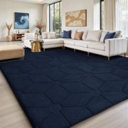 Large Navy Blue Area Rug 160x230cm Washable Anti Slip Short Pile Carpet