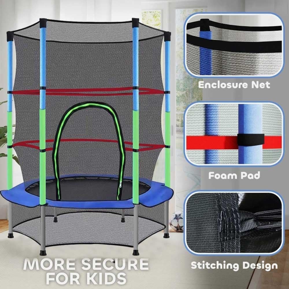 5FT Kids Trampoline Toddler Enclosure Net Springless Indoor Outdoor