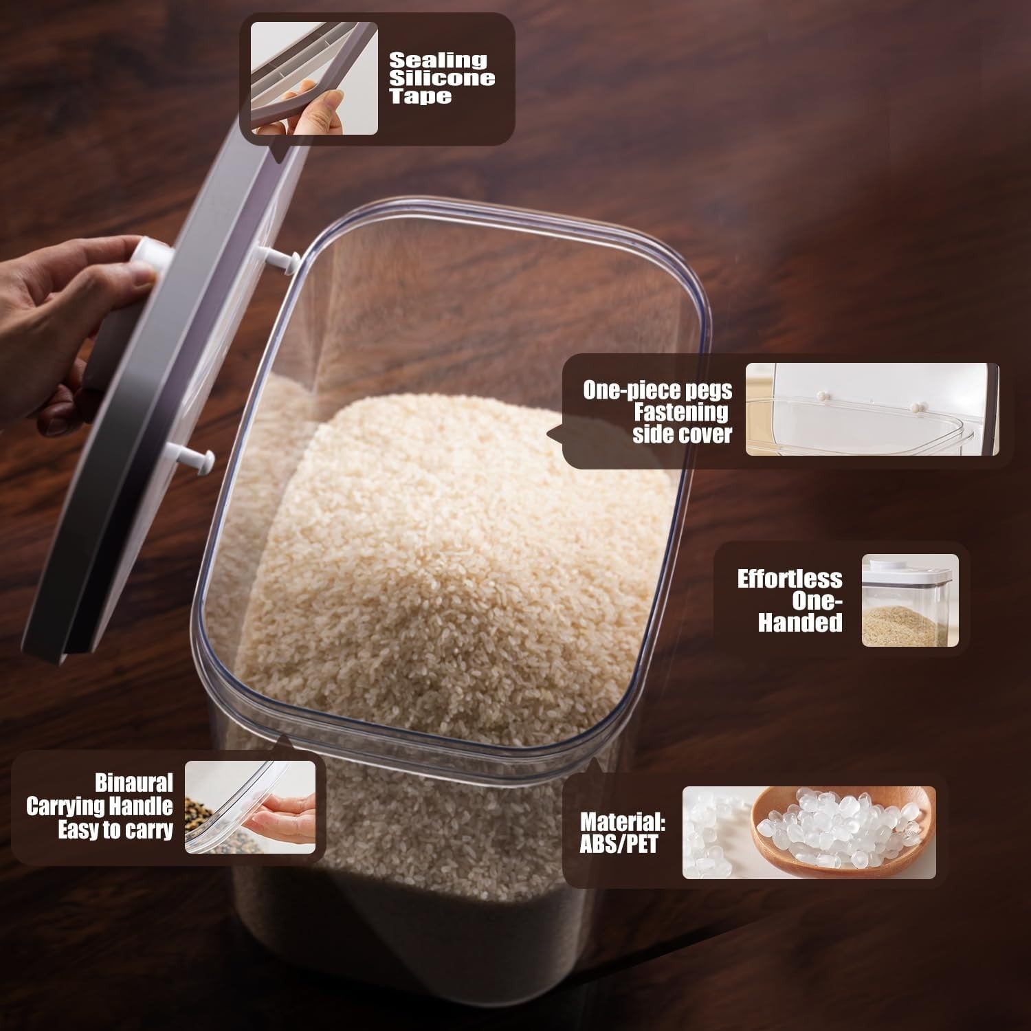 6L 10LBS Rice Dispenser Airtight BPA Free w Cup