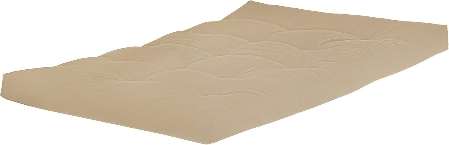 Foldable Futon Sofa Bed Double Mattress 3 Seater Cream Guest Bed 135x190cm