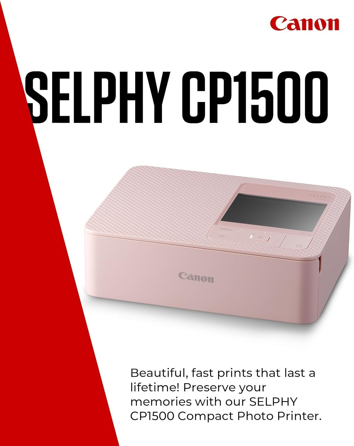 Compact Wireless Photo Printer + 36 Sheet Ink & Paper Set – Pink