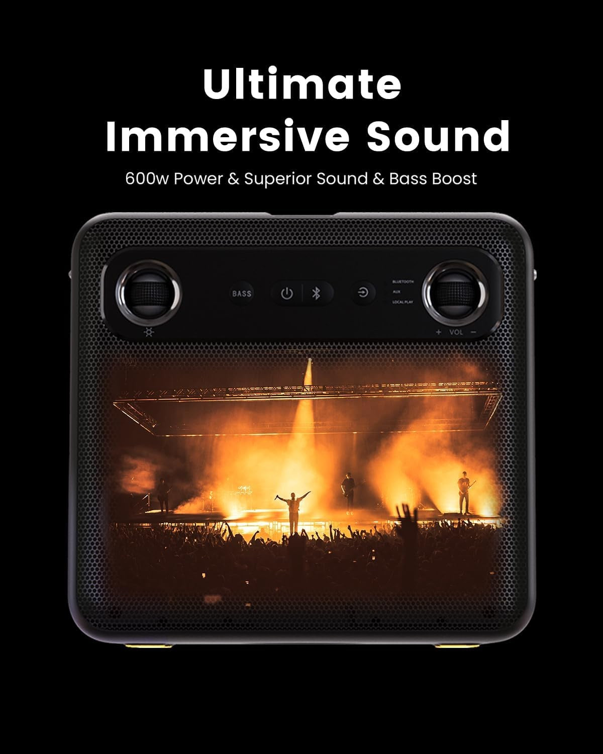 300W Karaoke Machine with 2 Wireless Mics Lyrics Display DJ Lights
