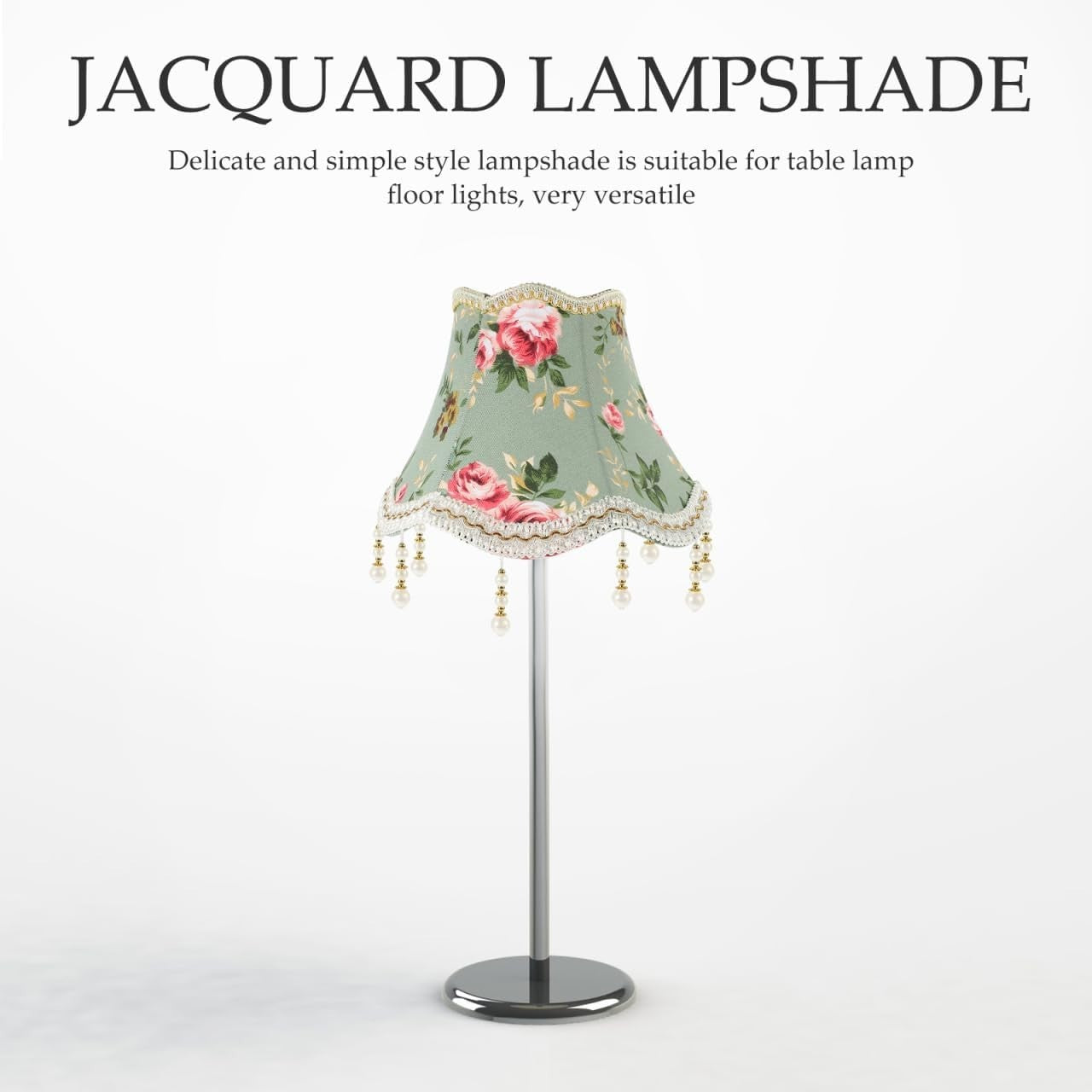 Victorian Retro Lamp Shade Fabric Pearl Tassel Floral E27 Palace Style