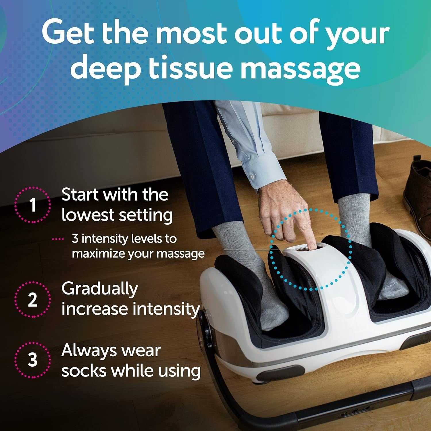 Foot Massager Machine Heat Deep Tissue Circulation Pain Relief Neuropathy