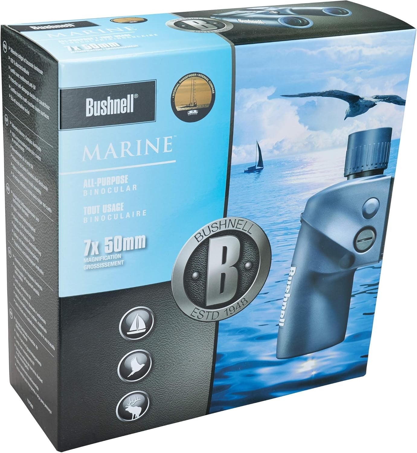 7x50 Marine Waterproof Binoculars Compass Rangefinder Fogproof Boating