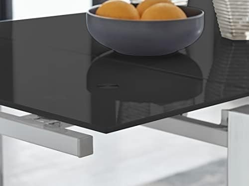Extending Glass Dining Table 110-170cm Black Modern Rectangular (Table Only)