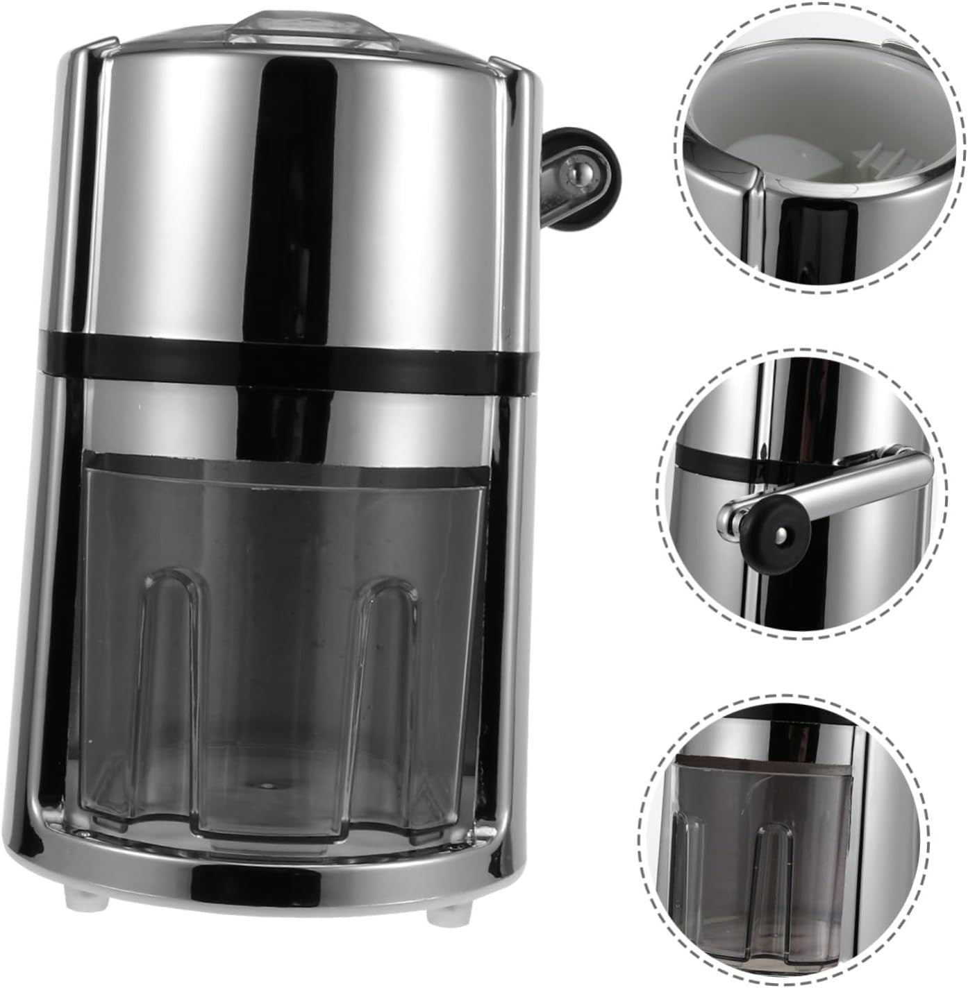 Manual Ice Crusher Hand Crank Stainless Steel Shaved Ice Maker Home Bar