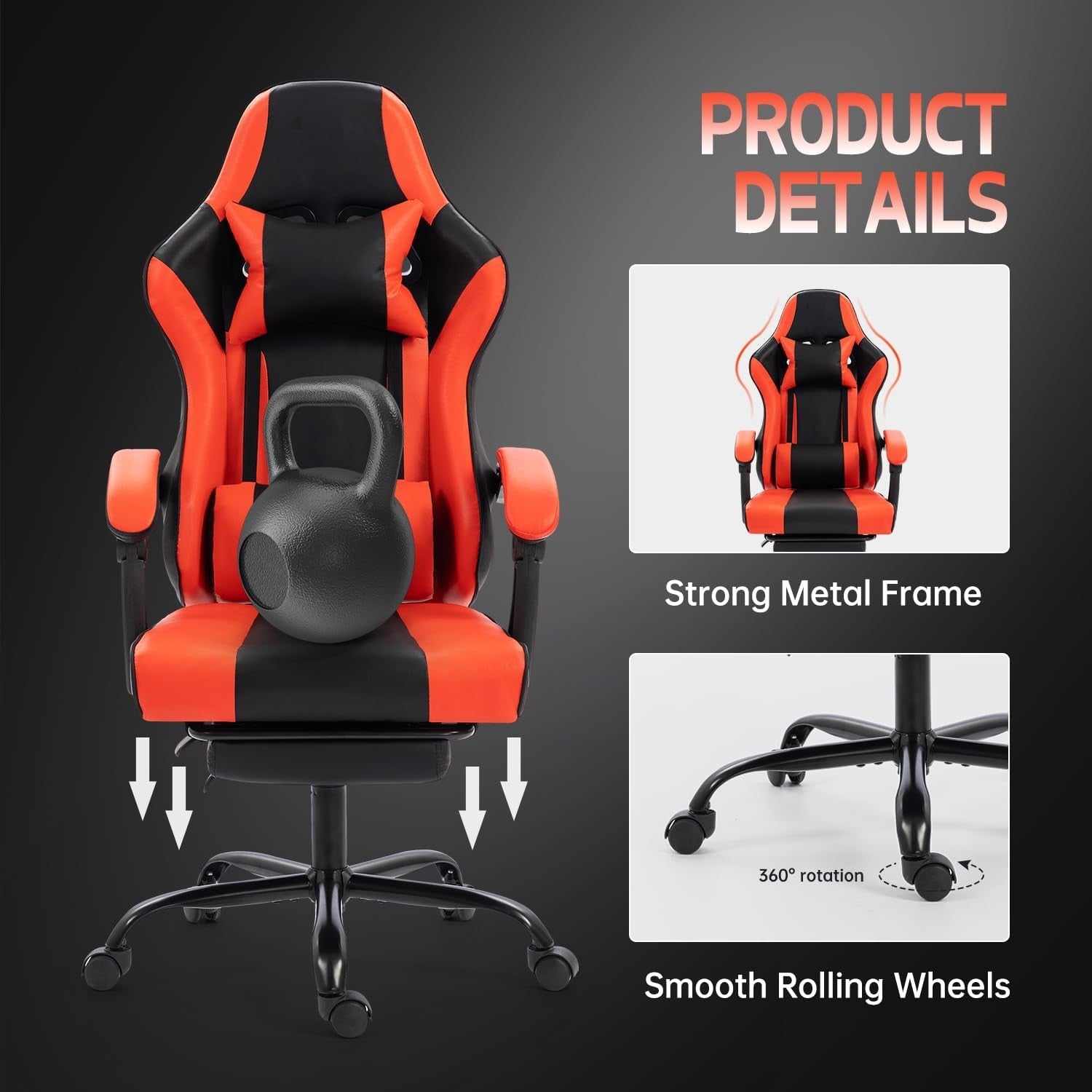 Ergonomic Gaming Chair Recliner Swivel Desk Chair Lumbar Support