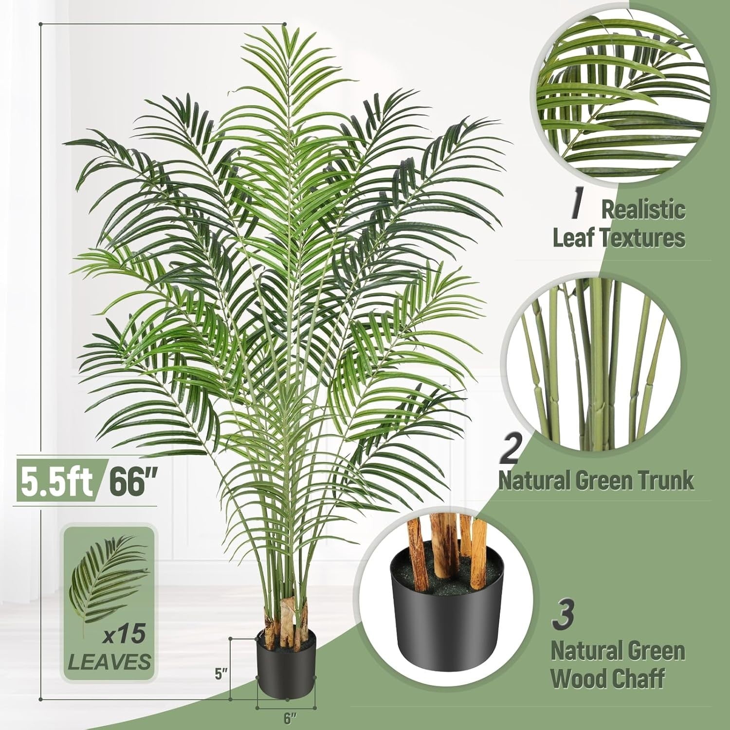 2pcs 170cm Artificial Palm Tree Faux Tropical Indoor Outdoor Home Decor Plant