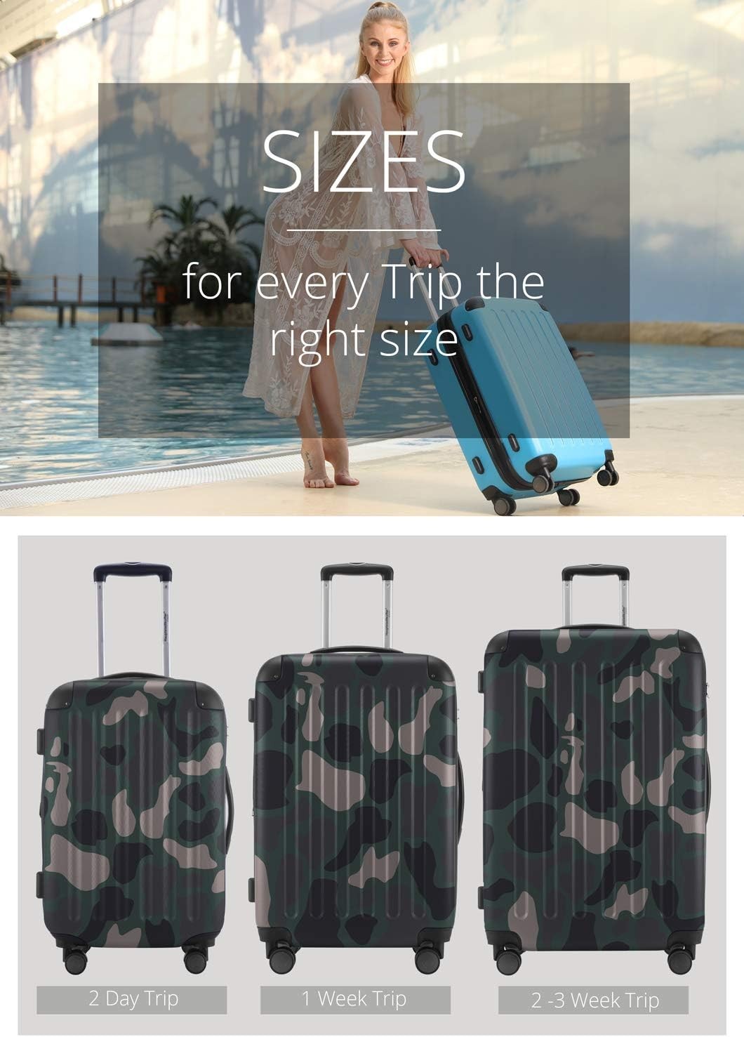 Large Expandable Hard Shell Suitcase 75cm 119L TSA Lock Spinner Camo
