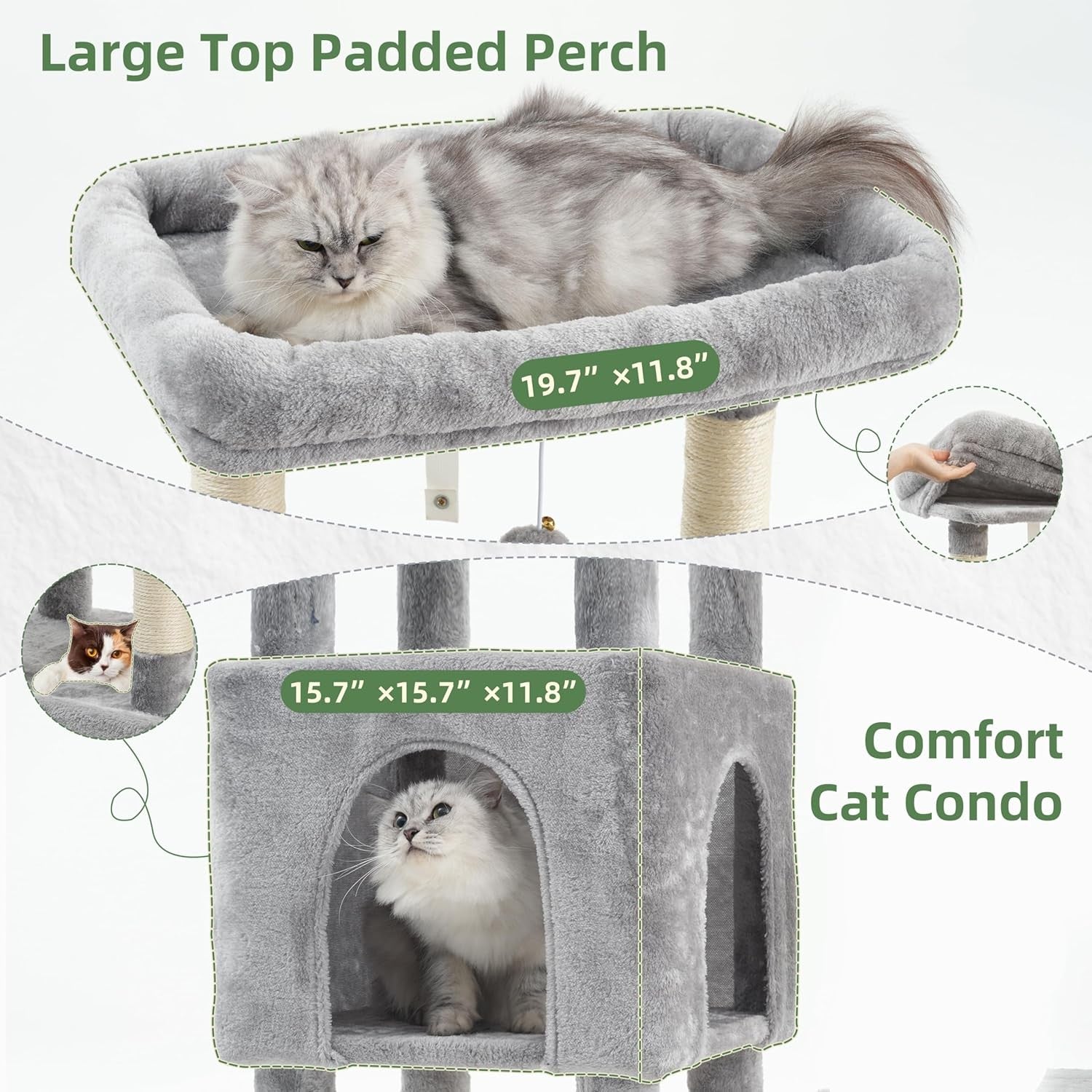 Heavy Duty Cat Tree Tower Large Cats Condo Hammock 14 Scratching