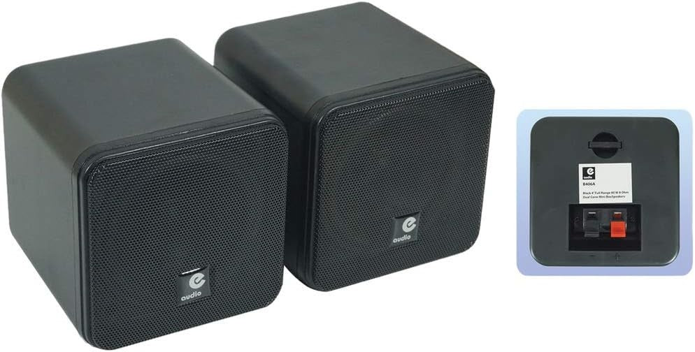 HiFi Bookshelf Stereo Speakers 80W Compact Cube Home Cinema Pair Black