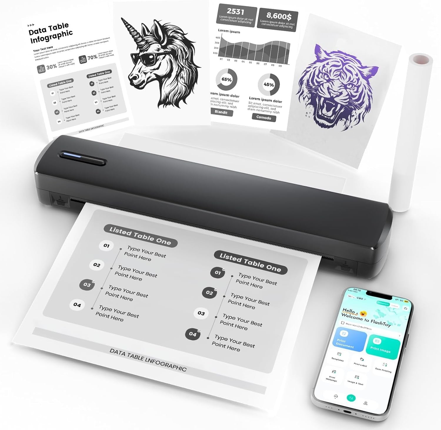 Portable Thermal Printer Bluetooth A4/A5 Mobile Printer – Tattoo Stencil