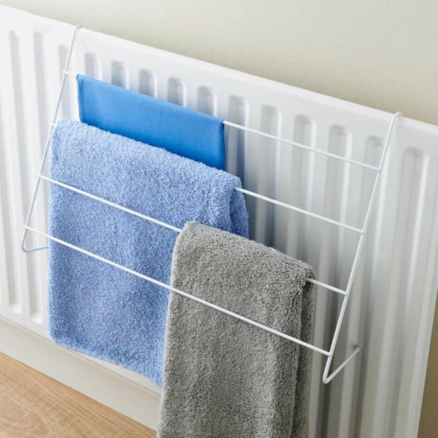 4 Tier Radiator Clothes Airer Space Saving Metal Drying Rack White