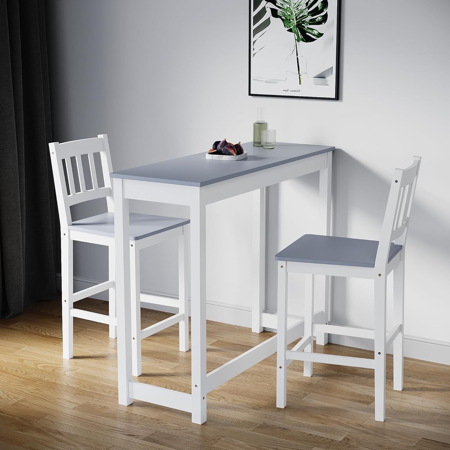Solid Pine Wood Bar Table & 2 Stools Set | Compact Kitchen & Dining Furniture