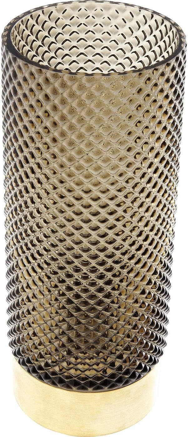 Dark Green Glass Vase Tall Round Textured Modern Table Decor Luxury 25cm