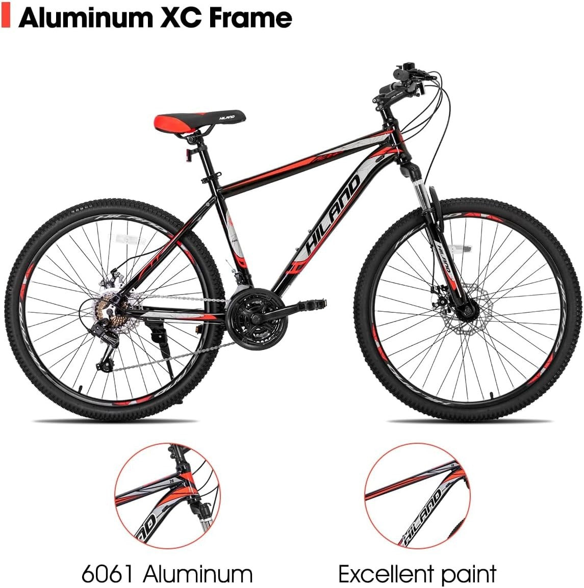 26” Mountain Bike 21-Speed Aluminum Frame Disc Brake MTB for Adults