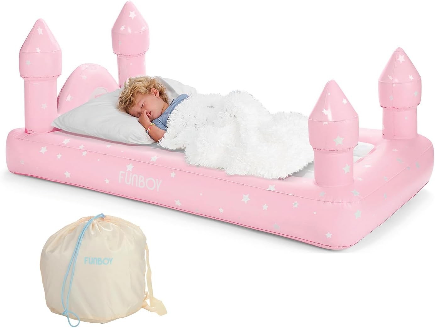 Kids Pink Inflatable Travel Bed Mattress with Carry Bag – Sleepovers