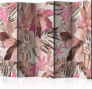 Tropical Leaf 5 Panel Room Divider 225x172cm Double Sided Acoustic Screen
