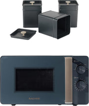 Salter 20L Microwave Oven 800W Solo Blue Grey with Canister Set