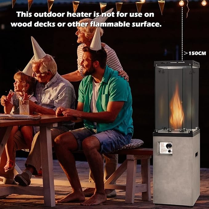Outdoor Gas Patio Heater 41,000 BTU Adjustable Flame Waterproof Cover