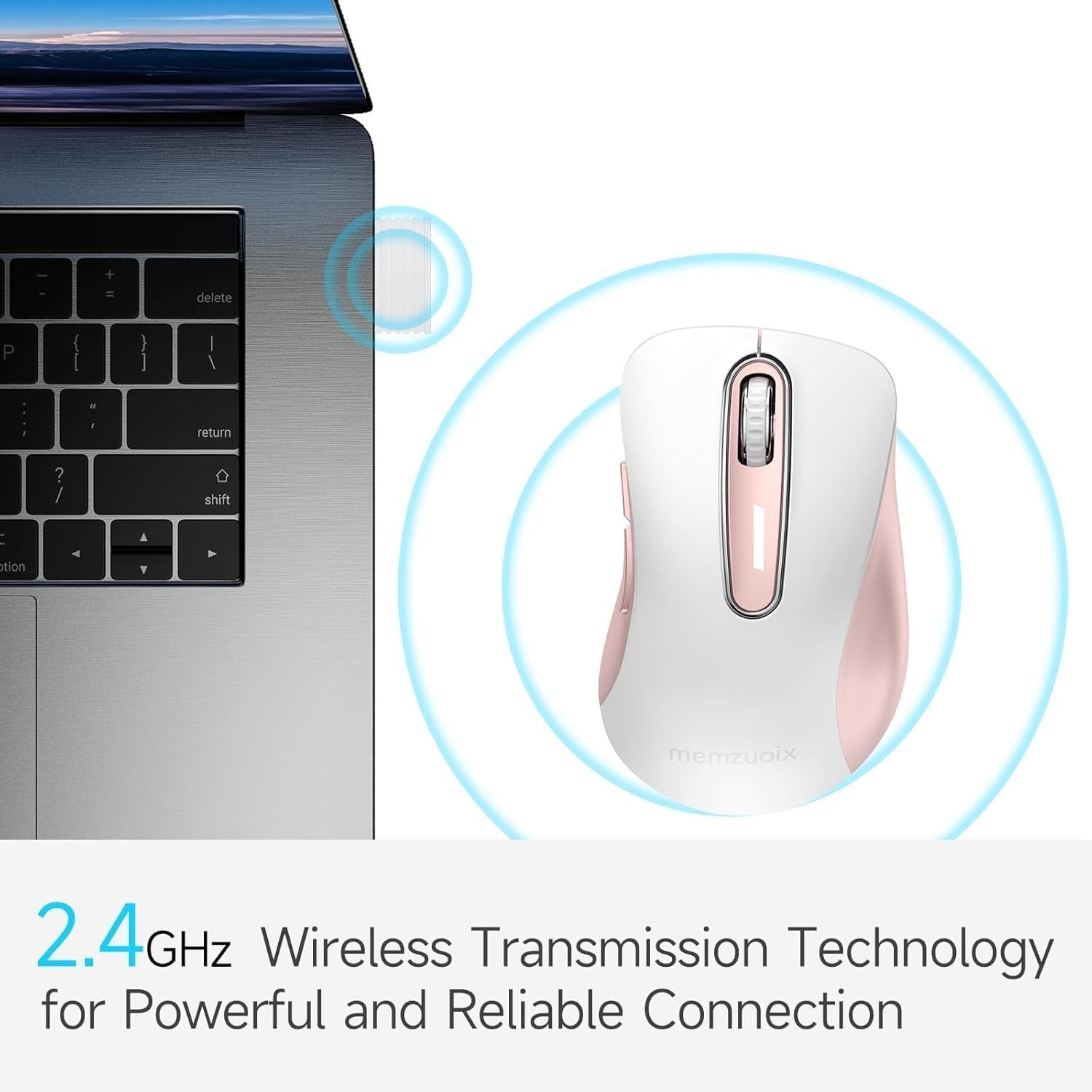 White Pink Wireless Mouse 1400 DPI USB 2.4G Ergonomic 5 Key