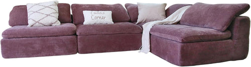 Modern Purple L-Shaped Convertible Sofa Bed with Chaise - Space Saver