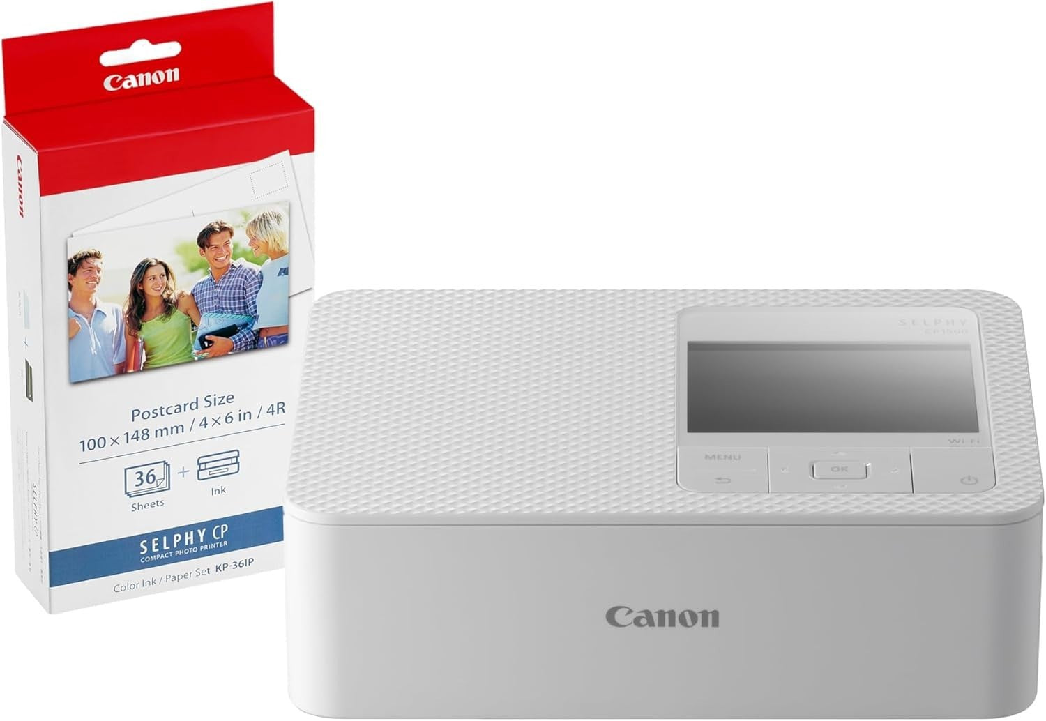 Portable Photo Printer White | Wireless Dye Sublimation 36 Sheets Bundle