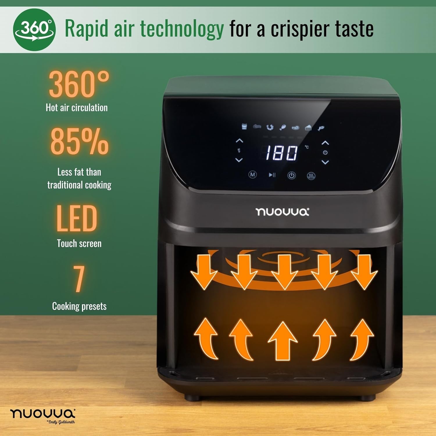 4L Digital Air Fryer 7 Presets Oil-Free Cooker Timer Touch Display 1200W