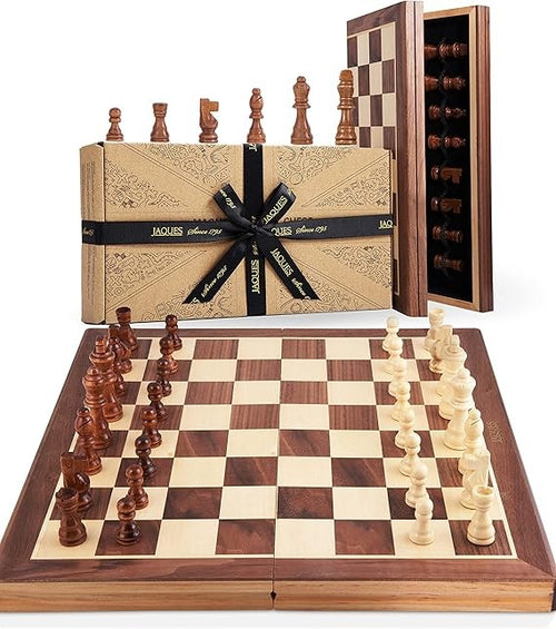Luxury 15" Wooden Chess Set | Folding Board & Staunton Pieces | Premium Classic