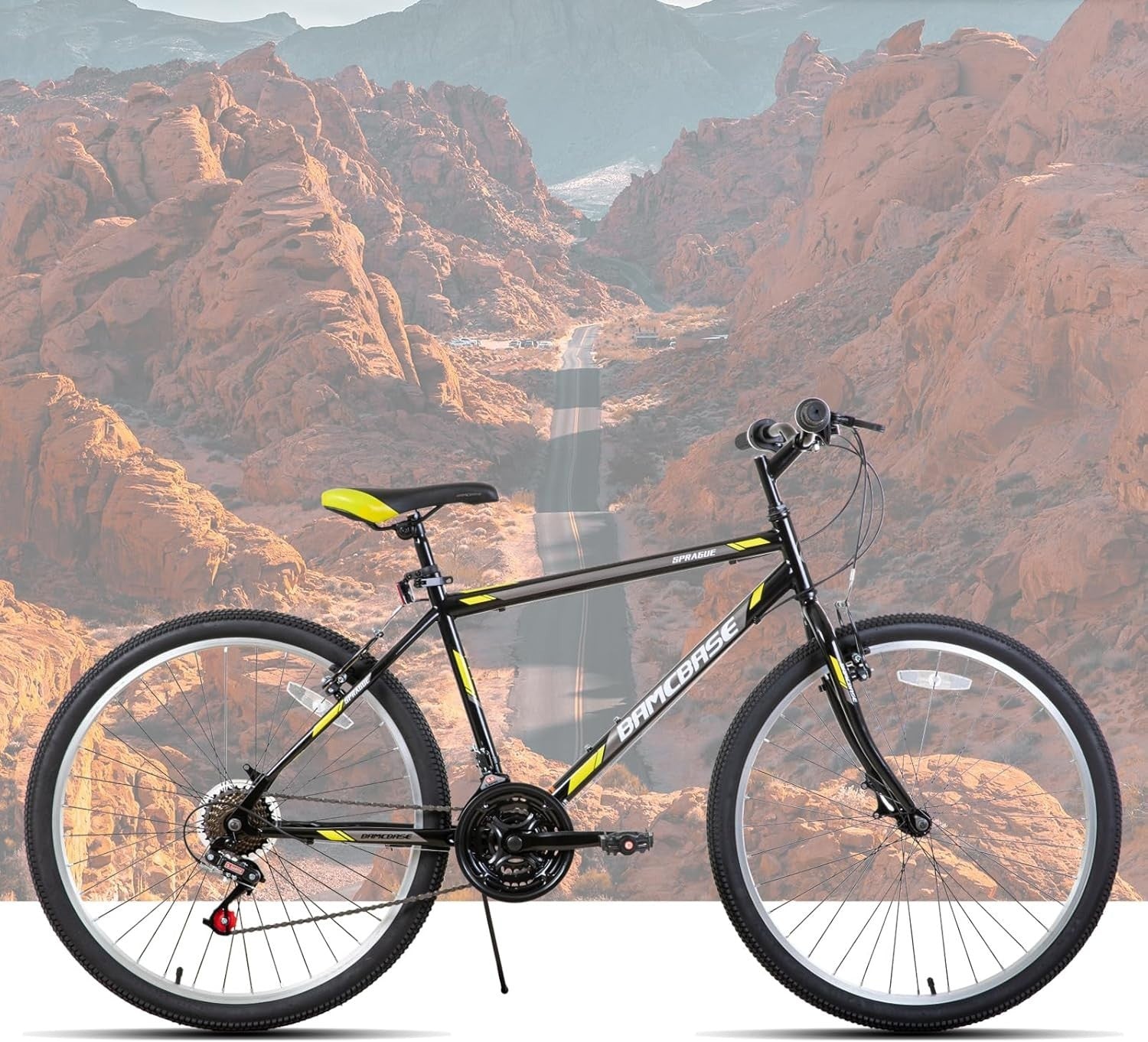 26" Mens Womens MTB Bike 21-Speed Carbon Steel Frame Off-Road Bicycle