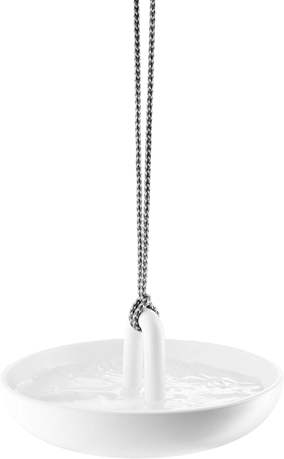 Hanging Ceramic Bird Bath Outdoor Garden Feeder Bowl with Nylon Cord