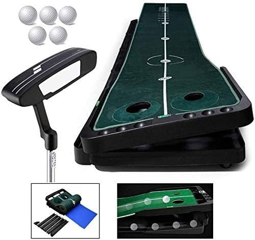 Mini Golf Putting Mat Auto Ball Return Adjustable Slope Indoor Trainer Set
