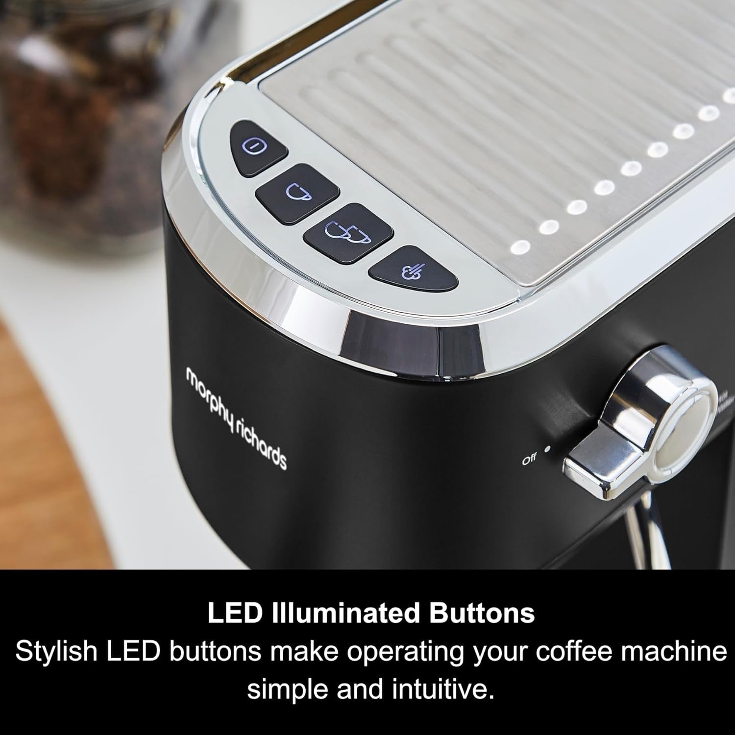 Compact Espresso Machine 15 Bar Pump, Dual Cup, Milk Frother, 1L Tank, Black