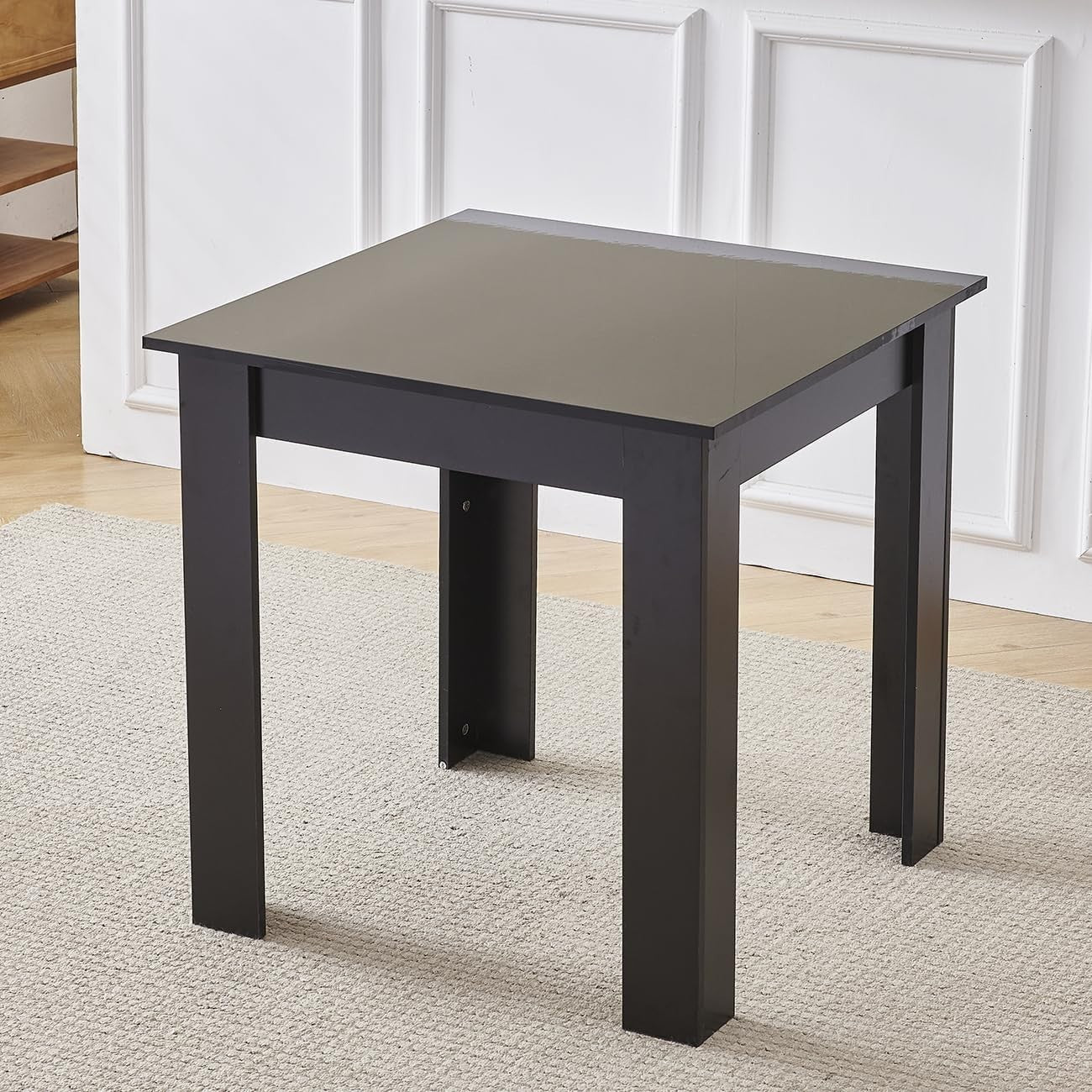 Modern Black Dining Table Set 3PC Small Space PU Chairs Kitchen Home