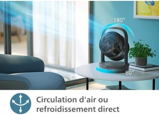 23 dB Quiet Table Fan – 180° Tilt Oscillating 3-Speed Cooling Fan for Office