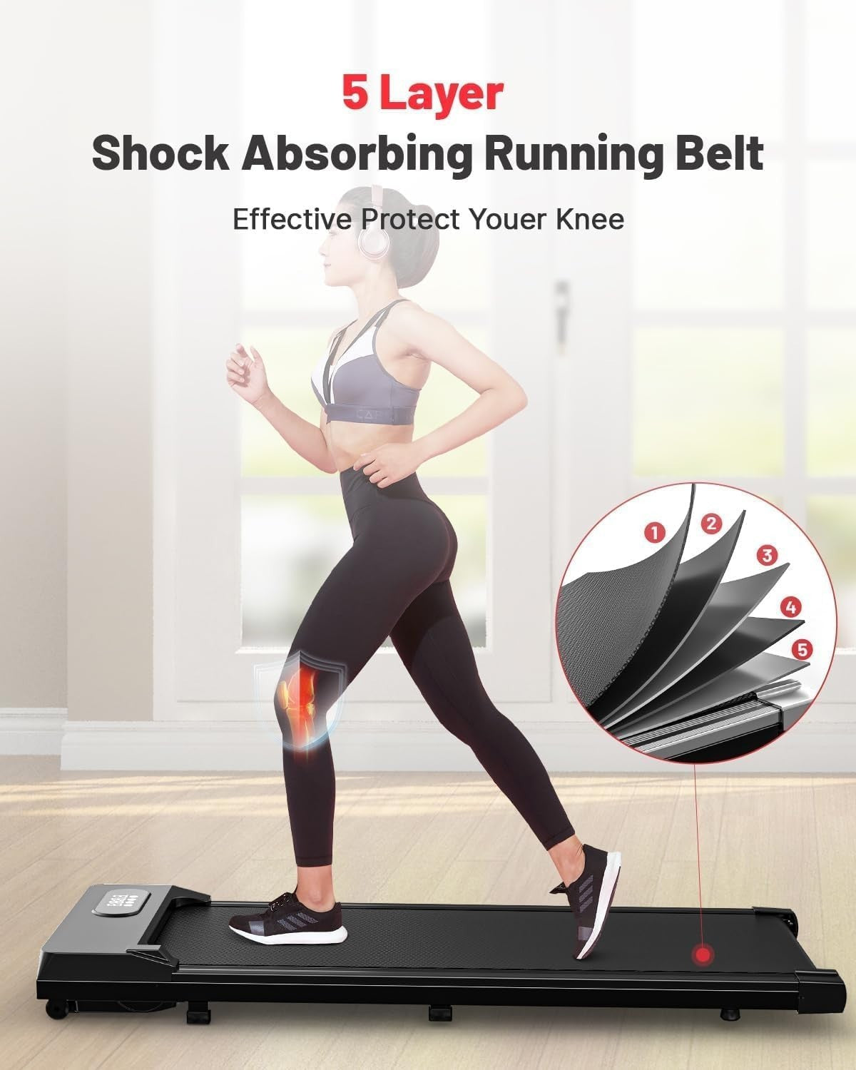 Foldable Walking Pad Treadmill 1-8km/h Incline LED Display Home Office Gym