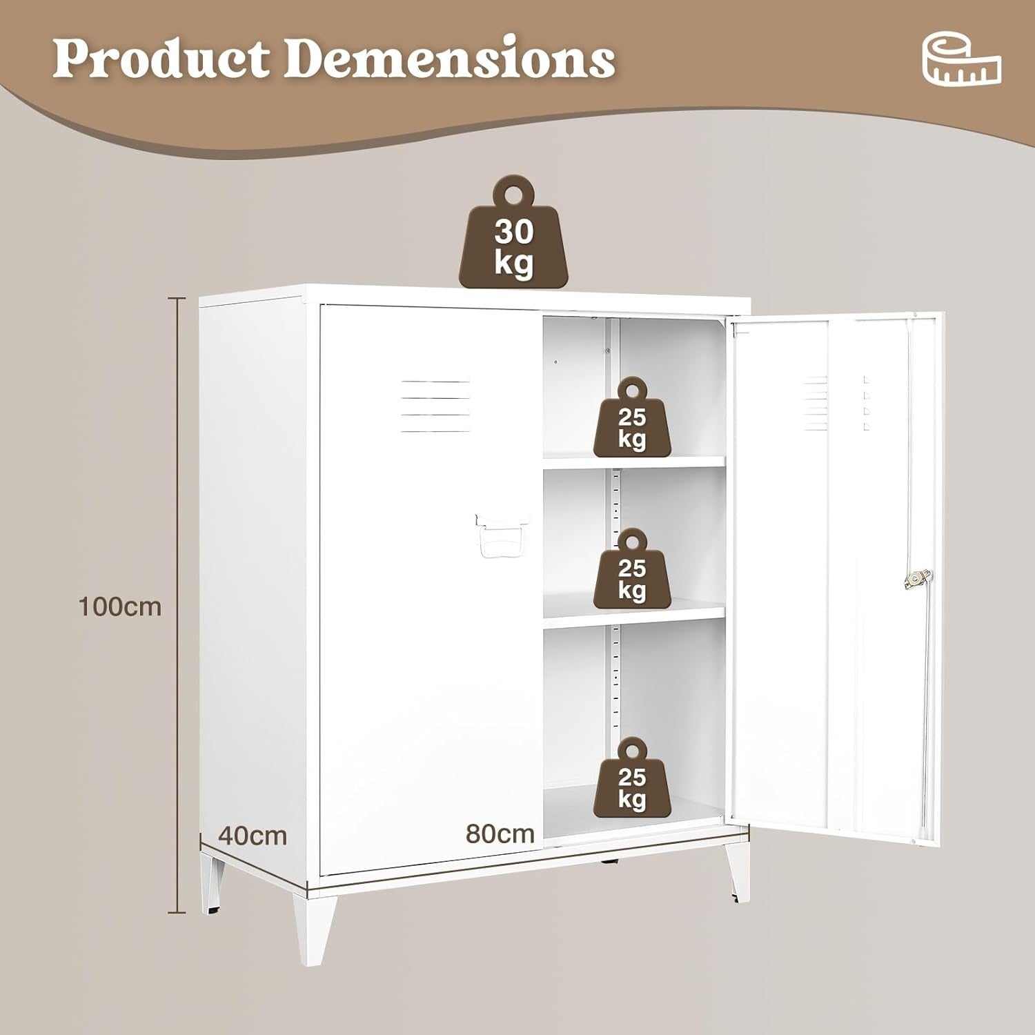 Lockable Metal Storage Cabinet with Adjustable Shelves & Secure Doors