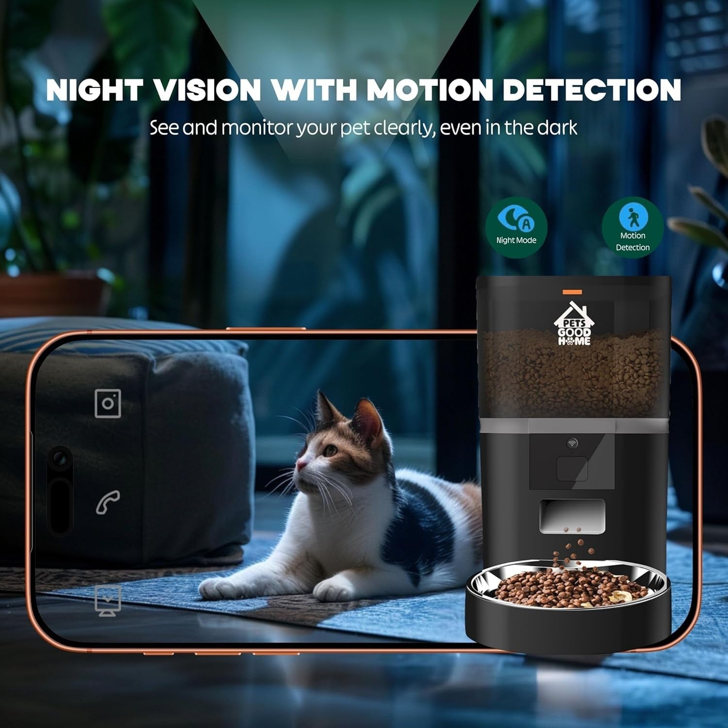 Smart Pet Feeder with Camera 6L WiFi App Control Auto Food Dispenser