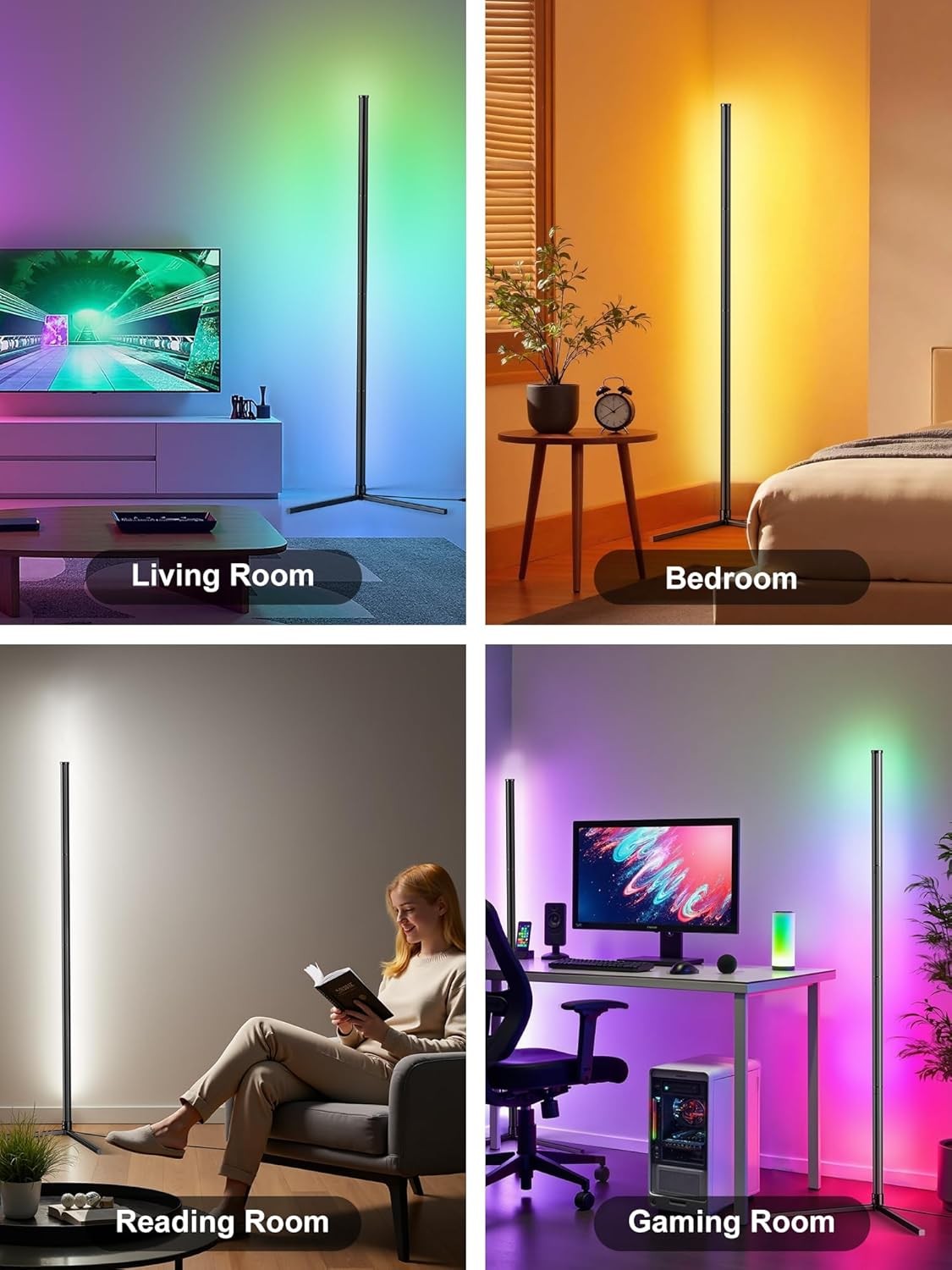 RGB LED Corner Floor Lamp App Remote Control Music Sync Mood Light