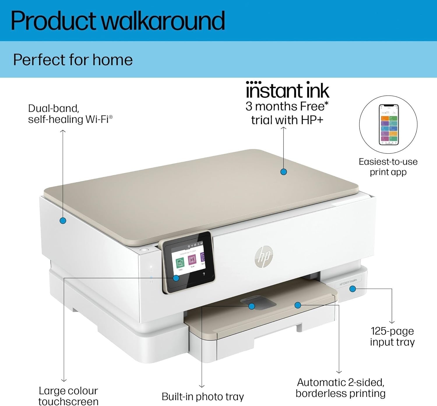 All-in-One Wireless Colour Printer Scanner Copier Duplex White A4