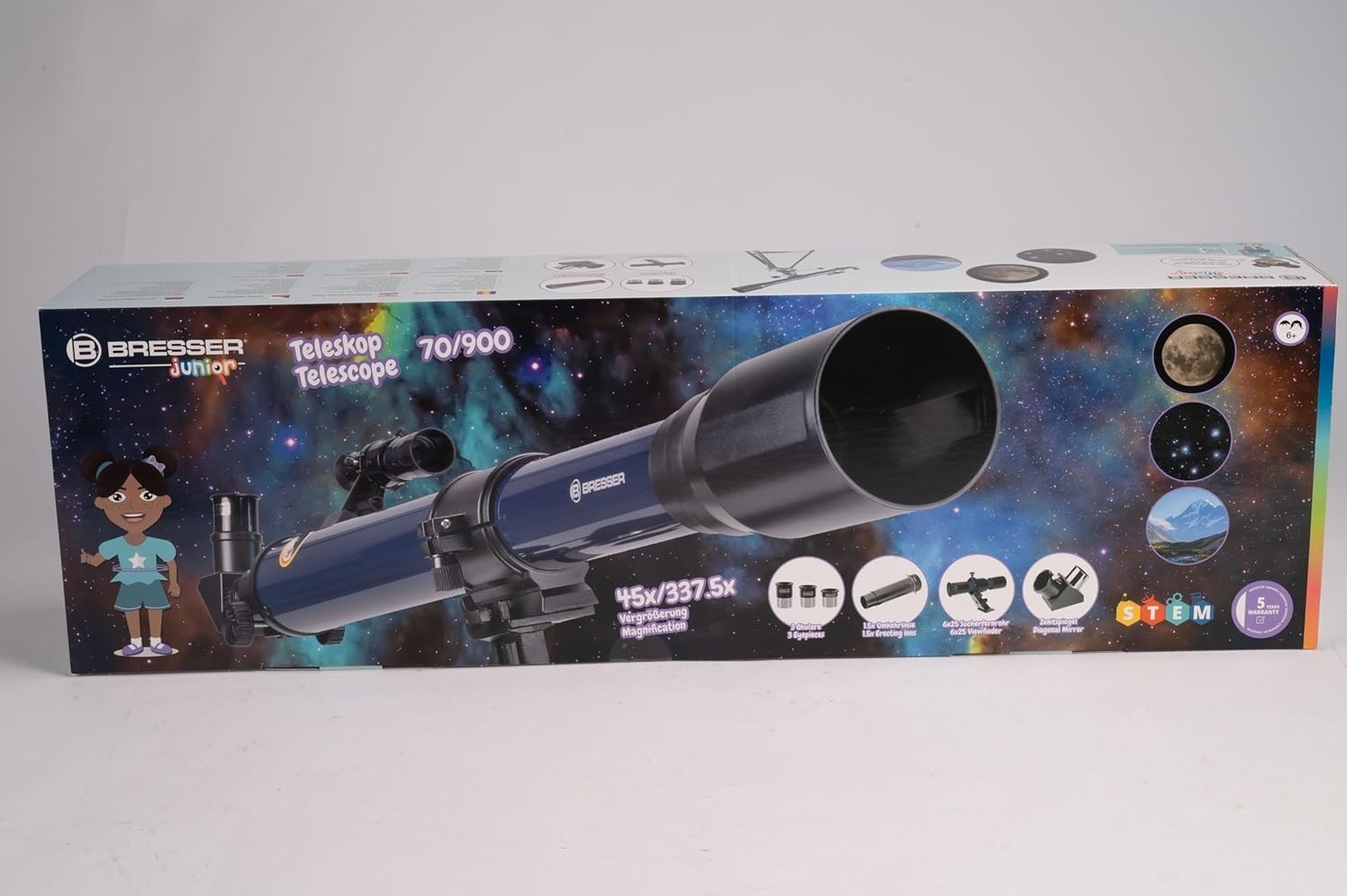 70/900 Blue/Black Refractor Telescope Altazimuth/EQ Mount w/ Tripod Kit