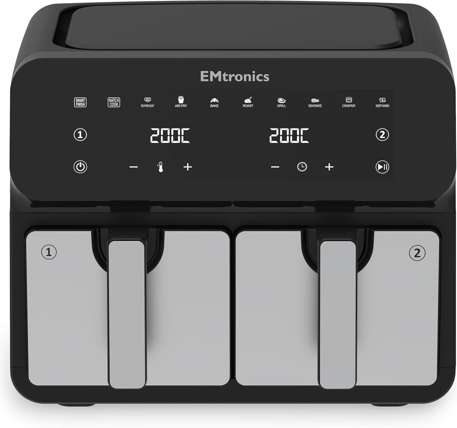 8L Dual Zone Air Fryer 2500W 8 Presets Match Cook Smart Finish 99min