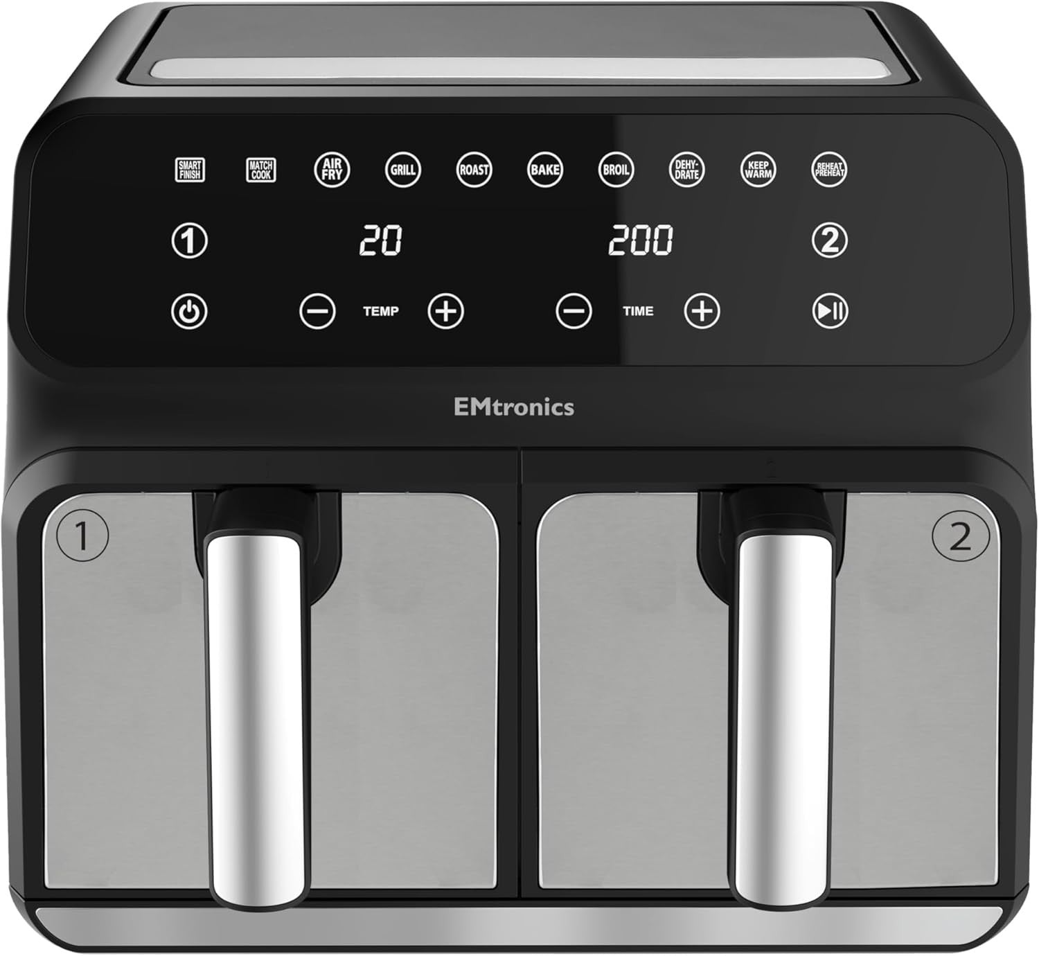 Dual Basket Air Fryer 8L 2500W Oil Free Touch Control 8 Presets Timer
