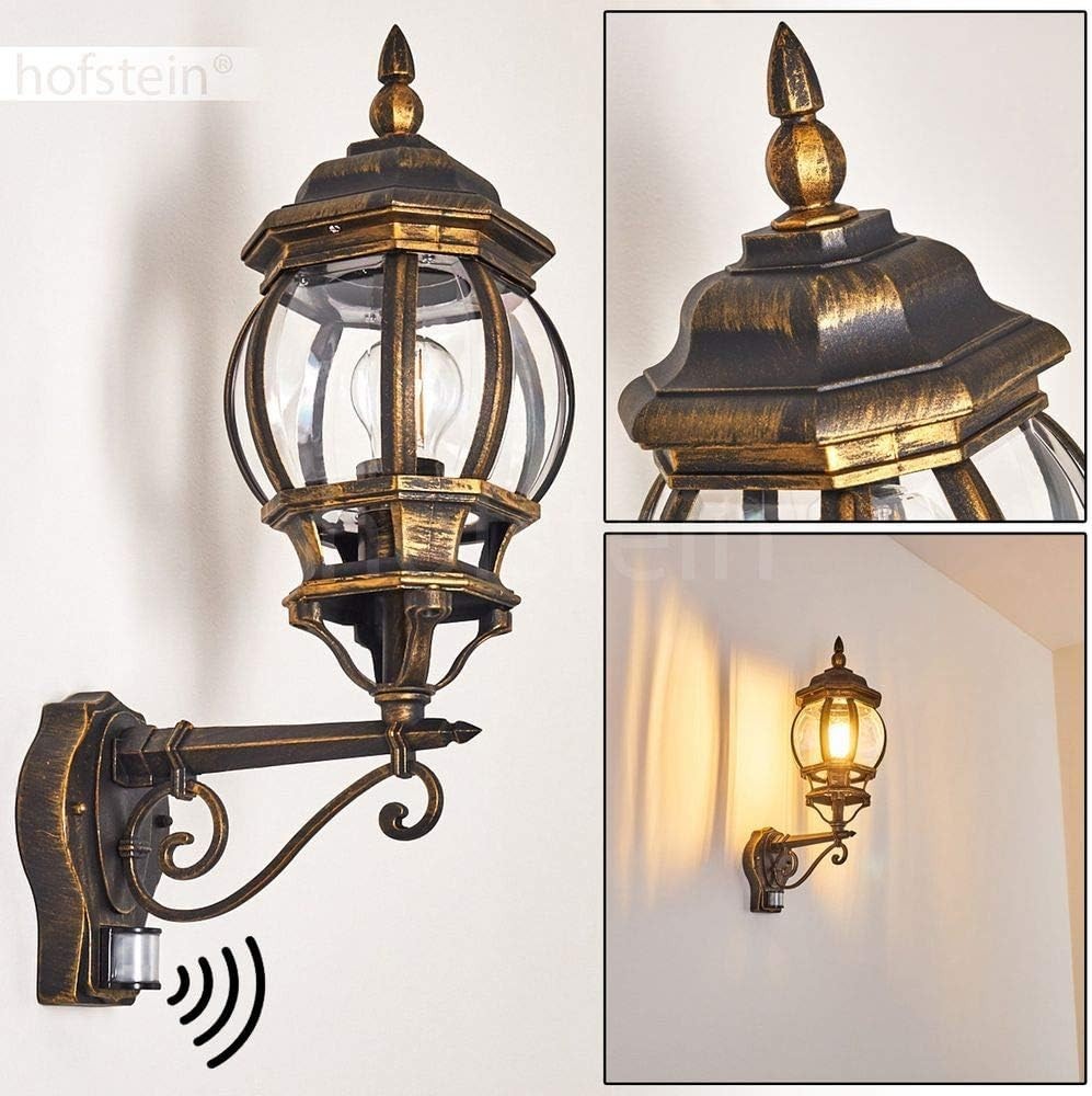 Outdoor Wall Lamp Lentua with Motion Detector, Vintage Cast Aluminum, E27 Socket