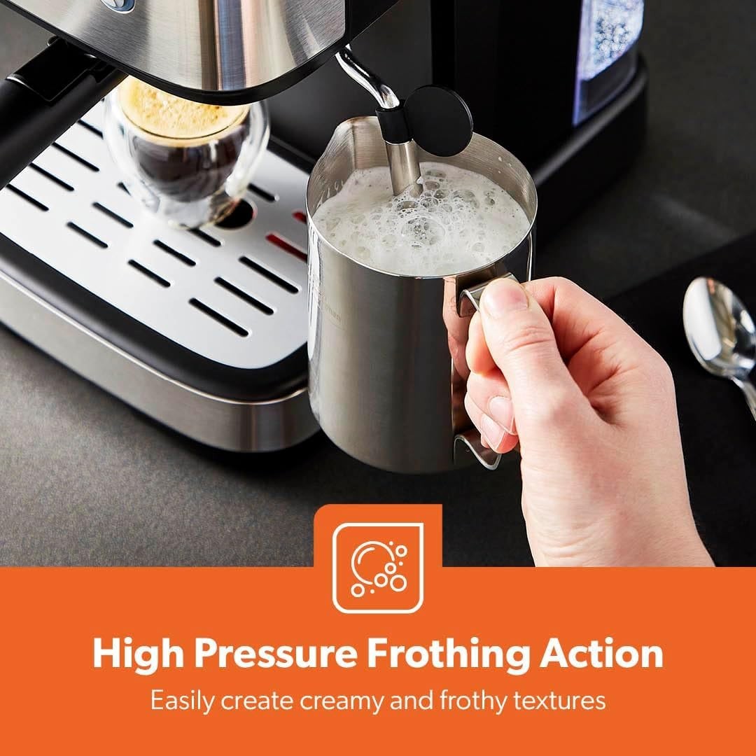 20 Bar Espresso Machine 1.5L | Milk Frother | 1100W Steel | Barista Coffee Maker