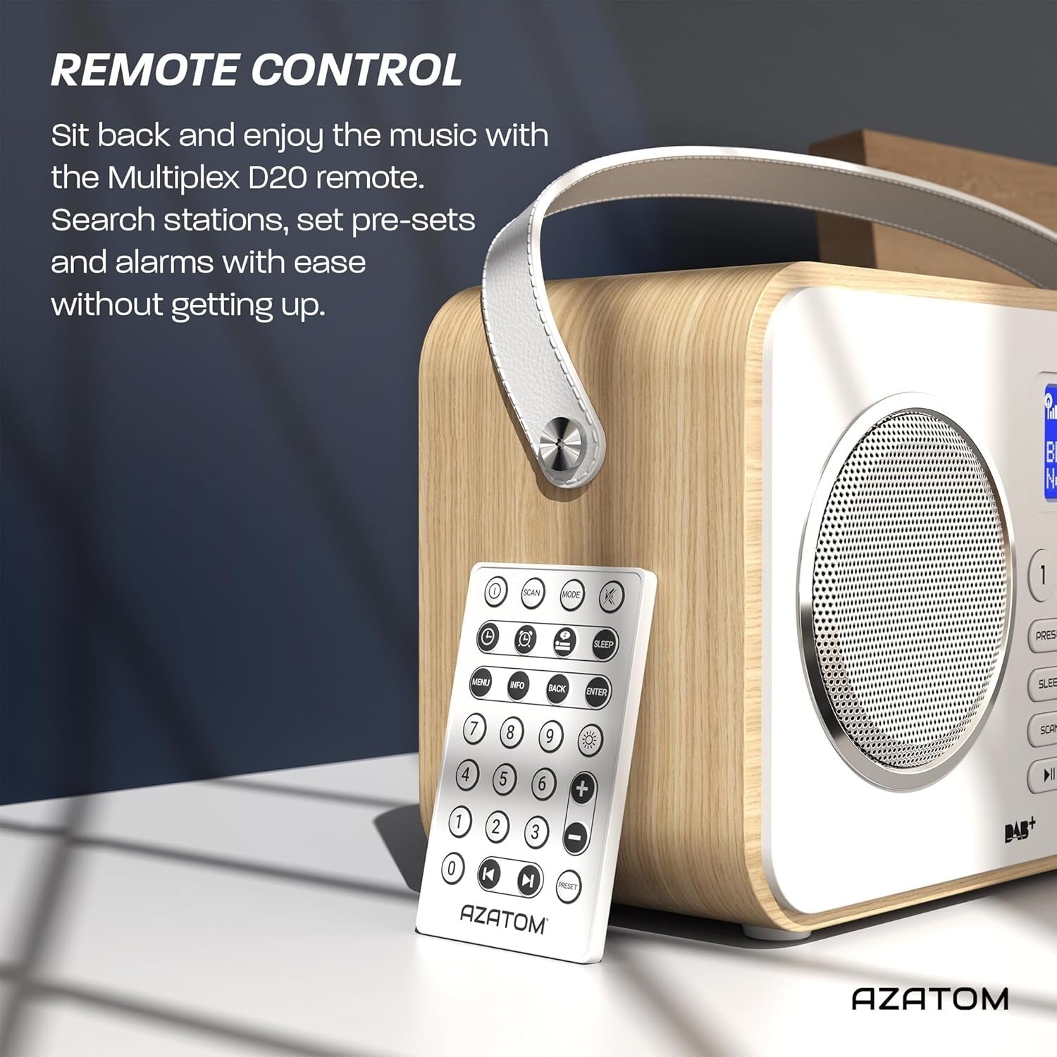 DAB/DAB+ FM Digital Radio Bluetooth Rechargeable Remote Oak
